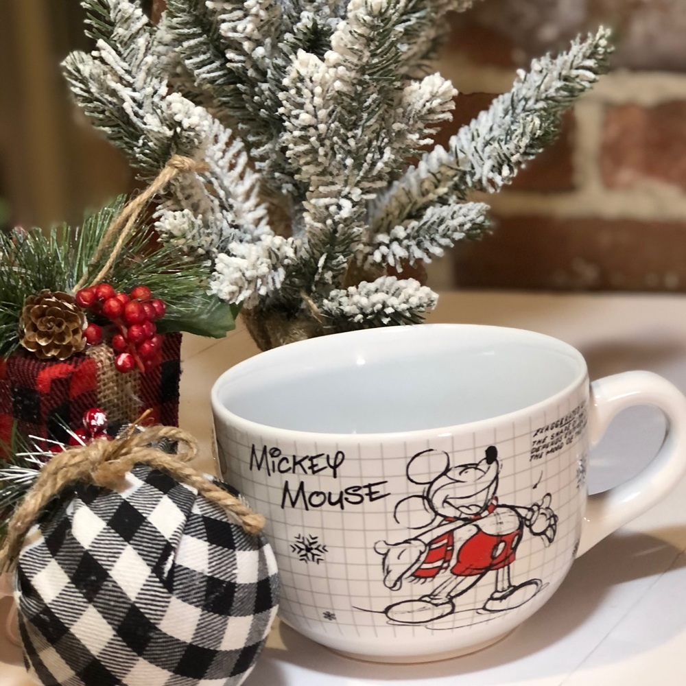 disney sketchbook mickey christmas soup mug HTF